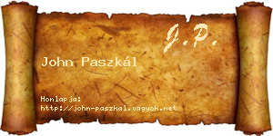 John Paszkál névjegykártya